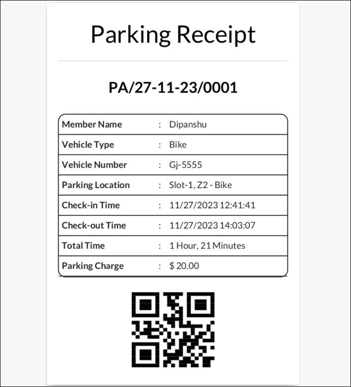 Parking Receipt Parking Receipt